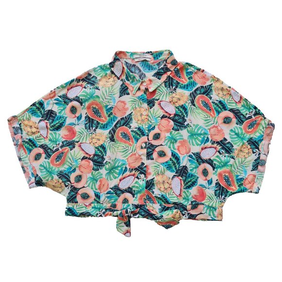 Size- L-XL, Pull & Bear printed crop shirt for women - Picture 5 of 7